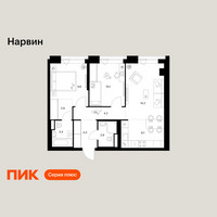 Планировка двухкомнатной(квартира) площадью 59.7 квадратных метров в “Нарвин”