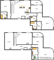 Планировка 4+ комнатной(квартира) площадью 186.3 квадратных метров в “ЖК Режиссер”