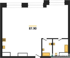 Планировка двухкомнатной(квартира) площадью 87.9 квадратных метров в “ЖК Luzhniki Collection (Коллекция Лужники)”