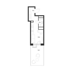 Планировка студии(квартира) площадью 25.5 квадратных метров в ЖК “ЖК Форевиль”