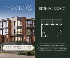 Планировка трехкомнатной(квартира) площадью 87.9 квадратных метров в ЖК “Павлово 3”