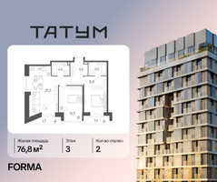 Планировка двухкомнатной(квартира) площадью 76.8 квадратных метров в “ЖК Татум”