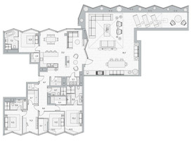 Планировка 4+ комнатной(квартира) площадью 205.2 квадратных метров в “ЖК Береговой-2. Жилой квартал на Москве-реке”
