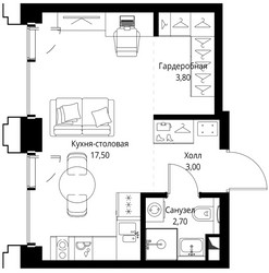 Планировка студии(квартира) площадью 27.1 квадратных метров в ЖК “ЖК СЕТ”