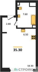 Планировка студии(квартира) площадью 35.3 квадратных метров в ЖК “ЖК СТОУН Грэйн”
