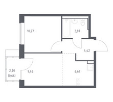 Планировка однокомнатной(квартира) площадью 35.29 квадратных метров в “ЖК Молжаниново”