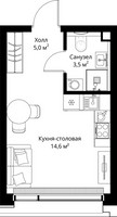 Планировка студии(квартира) площадью 23.1 квадратных метров в “ЖК СЕТ”