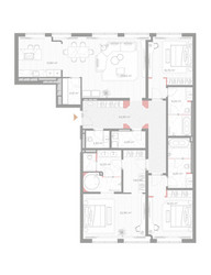 Планировка трехкомнатной(квартира) площадью 187 квадратных метров в ЖК “ЖК Николь”