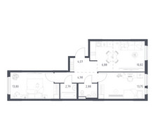 Планировка двухкомнатной(квартира) площадью 59.97 квадратных метров в “ЖК Горки Парк”