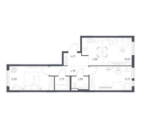 Планировка двухкомнатной(квартира) площадью 59.97 квадратных метров в ЖК “ЖК Горки Парк”