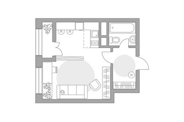Планировка студии(квартира) площадью 31.54 квадратных метров в ЖК “ЖК Пехра”