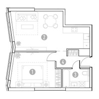 Планировка однокомнатной(квартира) площадью 48.35 квадратных метров в “УНО Горбунова”