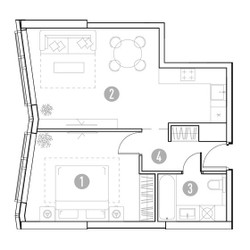 Планировка однокомнатной(квартира) площадью 48.35 квадратных метров в ЖК “УНО Горбунова”