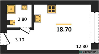 Планировка студии(квартира) площадью 18.7 квадратных метров в “ЖК Первый квартал”