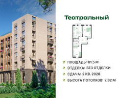 Планировка трехкомнатной(квартира) площадью 81.5 квадратных метров в “ЖК Театральный”