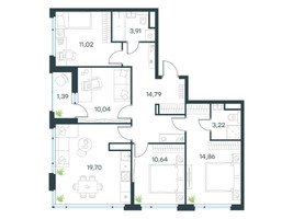 Планировка 4+ комнатной(квартира) площадью 89.4 квадратных метров в “ЖК Level Лесной”