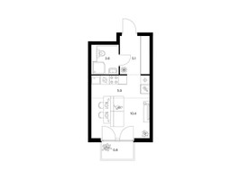 Планировка студии(квартира) площадью 25.8 квадратных метров в “ЖК Кронштадтский 9”