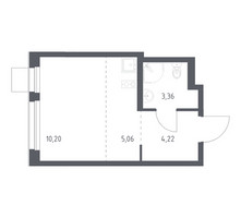 Планировка студии(квартира) площадью 22.84 квадратных метров в “ЖК Новое Внуково”