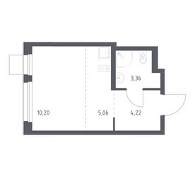 Планировка студии(квартира) площадью 22.84 квадратных метров в ЖК “ЖК Новое Внуково”