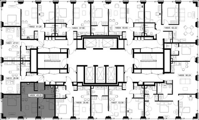 Планировка двухкомнатной(квартира) площадью 49.2 квадратных метров в ЖК “ЖК СЕТ”