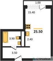 Планировка студии(квартира) площадью 25.5 квадратных метров в “ЖК Новая Щербинка”