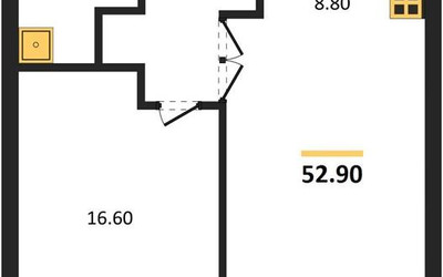 Планировка однокомнатной(квартира) площадью 52.9 квадратных метров в ЖК “ЖК High Life (Хай Лайф)”