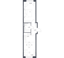 Планировка однокомнатной(квартира) площадью 43.73 квадратных метров в “ЖК Квартал Ивакино”