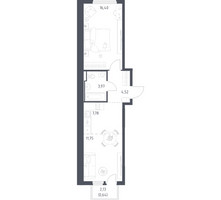 Планировка однокомнатной(квартира) площадью 45.06 квадратных метров в “ЖК Остафьево”
