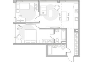 Планировка трехкомнатной(квартира) площадью 65.36 квадратных метров в “ЖК Мневники от Гранель”