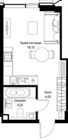 Планировка студии(квартира) площадью 26.3 квадратных метров в “Мультиквартал СИТИДЗЕН”