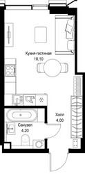 Планировка студии(квартира) площадью 26.3 квадратных метров в ЖК “Мультиквартал СИТИДЗЕН”