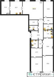 Планировка трехкомнатной(квартира) площадью 214.52 квадратных метров в ЖК “ЖК LUCE (Люче)”