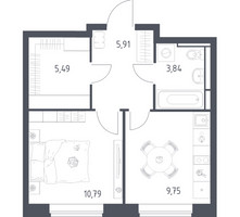 Планировка однокомнатной(квартира) площадью 35.78 квадратных метров в “ЖК Новое Видное”