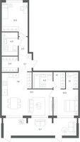 Планировка трехкомнатной(квартира) площадью 83.6 квадратных метров в “ЖК Равновесие”
