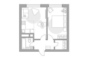 Планировка двухкомнатной(квартира) площадью 39.4 квадратных метров в “ЖК Ильинойс”