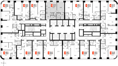 Планировка двухкомнатной(квартира) площадью 58.7 квадратных метров в ЖК “ЖК Амбер Сити”