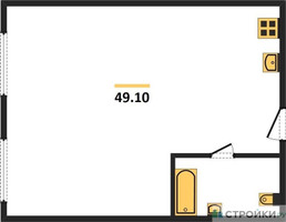 Планировка однокомнатной(апартаменты) площадью 49.1 квадратных метров в “ЖК Nametkin Tower (Наметкин Тауэр)”