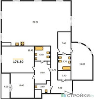 Планировка трехкомнатной(квартира) площадью 176.5 квадратных метров в “Исторический дом "Чистые пруды"”
