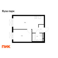 Планировка однокомнатной(квартира) площадью 33.7 квадратных метров в “ЖК Яуза Парк (Мытищи)”
