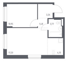 Планировка однокомнатной(квартира) площадью 40.79 квадратных метров в “ЖК Подольские кварталы”