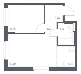 Планировка однокомнатной(квартира) площадью 40.79 квадратных метров в ЖК “ЖК Подольские кварталы”