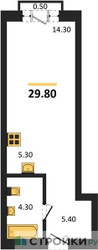 Планировка студии(квартира) площадью 29.8 квадратных метров в ЖК “ЖК Квартал Метроном”