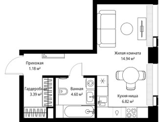 Планировка студии(квартира) площадью 30.93 квадратных метров в ЖК “ЖК Веер”