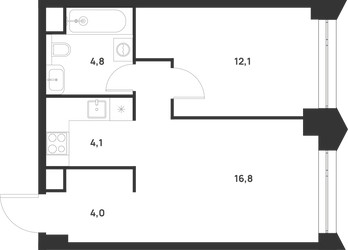 Планировка однокомнатной(квартира) площадью 41.8 квадратных метров в ЖК “ЖК Войс”