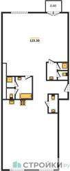 Планировка двухкомнатной(квартира) площадью 125.1 квадратных метров в ЖК “ЖК Тессинский, 1”