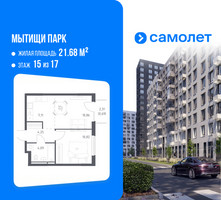 Планировка однокомнатной(квартира) площадью 37.82 квадратных метров в “ЖК Мытищи Парк”