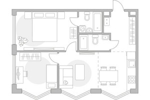 Планировка трехкомнатной(квартира) площадью 61.86 квадратных метров в “ЖК Мневники от Гранель”