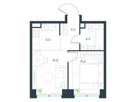 Планировка двухкомнатной(квартира) площадью 34.9 квадратных метров в “ЖК Левел Звенигородская”
