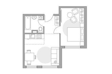 Планировка двухкомнатной(квартира) площадью 35.24 квадратных метров в ЖК “ЖК Аникеевский”