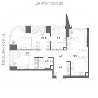 Планировка двухкомнатной(квартира) площадью 84.2 квадратных метров в “ЖК СТОУН Блик”